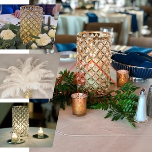 Beaded Pillar Votive Candle Holder <b>Set</b> High Quality Crystal <b>Square</b> Candle Pillar Holder for Wedding Decorations Best Seller - Product Image 5