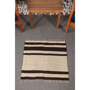 Tapis Kilim, tapis vintage de 2x1,9 pieds, tapis rayé beige - Product Image 1