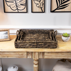 ถาดเสิร์ฟผักตบชวาสีเข้มสไตล์โบฮีเมียนแบบชนบทห้องนั่งเล่นมัลติฟังก์ชันตกแต่งฤดูใบไม้ร่วงราคาถูก - Product Image 6