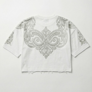 Women's Luxury Cotton Crop Top Custom Rhinestone 3D Print Contrast Detail Loose <b>Streetwear</b> <b>Y2K</b> Fashion Breathable Eco-Friendly - Product Image 2