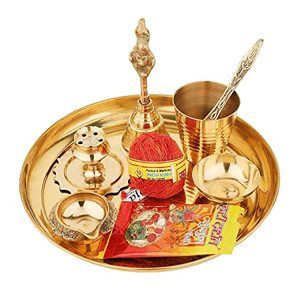 Logo personalizado Puja Thali, conjunto de artículos religiosos y religiosos, templo de Bengalen, latón, Pooja, thali, placa Diya diseñada para regalo Diwali - Product Image 2