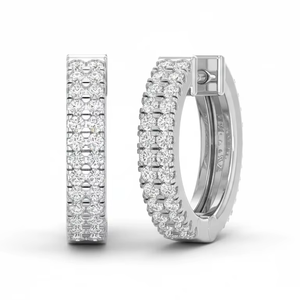 Two Row Diamond Huggie <b>Hoop</b> <b>Earrings</b> For Women With Brilliant Sparkle And Elegant Style For Daily Wear And Special Occasions - Product Image 1