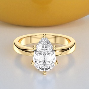 Anillo de compromiso de solitario de diamante de moissanita de 2,11 quilates, Juego de puntas de corte redondo y pera en plata para mujer - Product Image 2