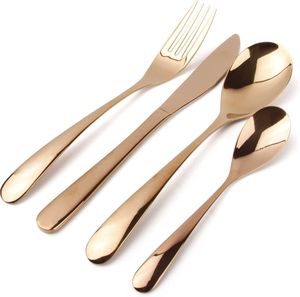 Ensemble de couverts en acier inoxydable de qualité supérieure, 4 pièces, ustensiles de cuisine, cuillère et fourchette avec manche design, pour cadeaux d'affaires - Product Image 6