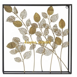 Arte de pared redondo de hojas doradas de lujo, decoración de oficina, colgante de metal, arte de pared para habitación - Product Image 4