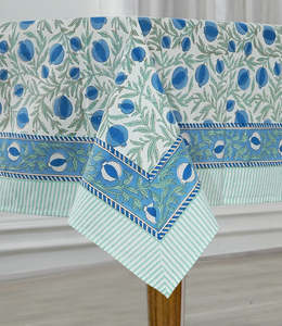 ผ้าปูโต๊ะลายดอกไม้ท้องฟ้าทำด้วยมือผ้าคอตตอนลินินพิมพ์ลายบล็อกสำหรับห้องครัวสไตล์ฝรั่งเศสตกแต่งบ้านของขวัญ - Product Image 3