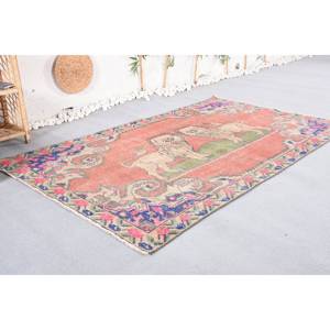 พรมตุรกีโบราณสีแดงสีน้ำเงินแบบดั้งเดิม4.4 x 7.1ft คลาสสิกพื้นที่ขนาดใหญ่ผ้าขนสัตว์การออกแบบการเย็บปะติดปะต่อกันด้วยยางสำหรับห้องโถงห้อง - Product Image 3