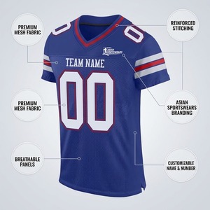 Camiseta de Fútbol Americano Sublimada Personalizada, Uniforme Deportivo Transpirable de Malla para Hombre, Uniforme de Equipo Atlético, Secado Rápido, Absorbe la Humedad - Product Image 5