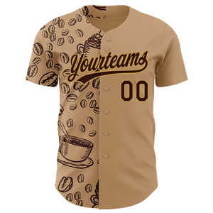 Authentic Style New Brown Old Gold 3D Pattern Baseball Jersey International <b>Coffee</b> Day Design <b>Printed</b> Sportswear Softball - Product Image 3