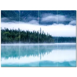 Carreaux de céramique muraux Lakes PT500797 48 \ "W X 36 \" H Ensemble de 12 carreaux muraux en céramique 12x12 - Product Image 1