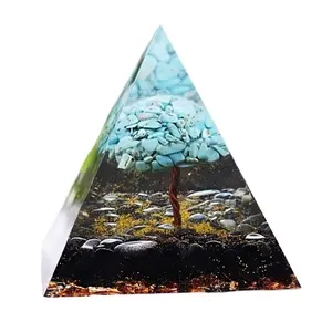 Turquoise Obsidienne Orgone Pyramide Énergie Spirituelle Gemme Wicca Améthyste Arbre Vie Pierre Naturelle Orgonite Pyramide Type Agate - Product Image 1