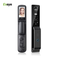 Serrure de porte en bois à reconnaissance d'empreintes digitales Super Face, télécommande Wi-Fi, batterie 5000 mAh, carte mémoire, carte-clé en aluminium, accès par mot de passe