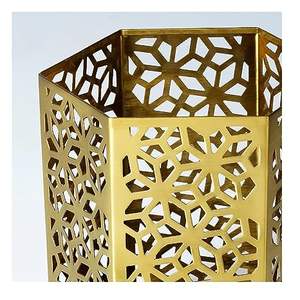 Portavelas de metal dorado con forma cilíndrica creativa - Product Image 2