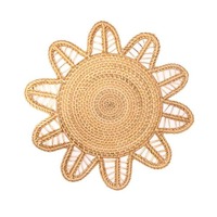 Napperon en rotin en gros, tressé à la main, rond, en osier, en forme de pétale de tournesol, décoration rustique pour table à manger, fait main en fibre