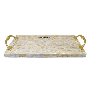 Mother of Pearl Inlay Round Serving Tray | Handmade Wooden Luxury Tray | Arabic Ramadan <b>Eid</b> Home Decor <b>Gift</b> Premium Kitchen Tray - Product Image 6
