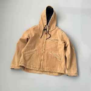 Mode décontractée col rabattu en métal veste zippée complète personnalisée vierge toile de coton lourd vêtements de travail veste de travail pour hommes - Product Image 2