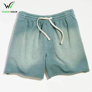 Hot Sale <b>Men's</b> Heavyweight Acid Washed Terry Print Sweat <b>Shorts</b> Street Wear Raw Edge Hem Elastic Waist OEM Service Eco-Friendly - Product Image 3