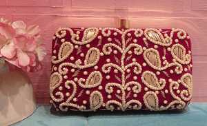 Sac à main pochette brodé, travail au miroir, fait main en Inde, polyester durable, grande capacité, imperméable, cadeau de mariage, utilisation festive pour femmes - Product Image 5