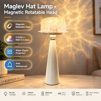 Lampe projecteur d'ondulations d'eau rechargeable pour chambre à coucher, veilleuse en forme de chapeau à piles avec télécommande tactile