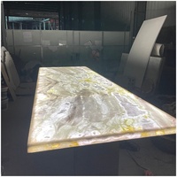Mesa de Comedor Translúcida de Ónix Blanco Fendy con Luz LED, Panel LED Moderno de Lumi Stone para Mesa de Comedor Rectangular de Ónix