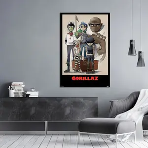 Affiche moderne des Gorillaz avec cadre noir pour décoration murale - Product Image 3