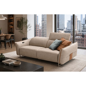 Daniele Reclining <b>Sofa</b> with Chaise Lounge Featuring PU <b>Leather</b> <b>Cover</b> Options - Product Image 3
