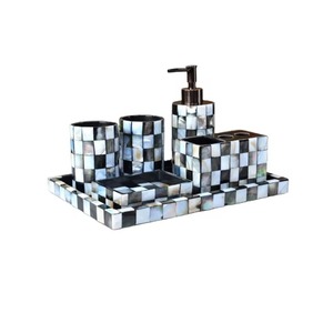 Juego de baño de seis piezas acrílico azul hecho a mano, clásico, duradero, artesanía natural, ILAHI's para el hogar y el jardín, el mejor precio al por mayor - Product Image 1