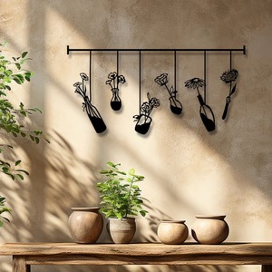 สวนดอกไม้ศิลปะผนังโลหะหรูหราสำหรับตกแต่งห้องครัวบ้านของขวัญแขวนสีดำสำหรับคนรักดอกไม้สวน - Product Image 2