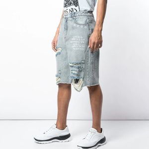 Low moq Shorts Baggy Jeans Custom 98% algodón Transpirable Denim Short para hombres Pantalones cortos desgastados lavados de punto Hombres Vintage - Product Image 4