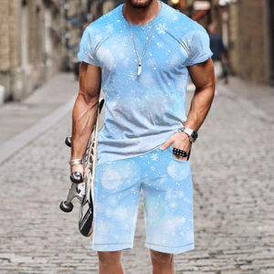 Nuevos conjuntos de pantalones cortos para hombre, camiseta de manga corta, pantalones cortos, conjunto de chándal masculino sólido, ropa de marca estampada para hombre, conjuntos de 2 piezas - Product Image 3