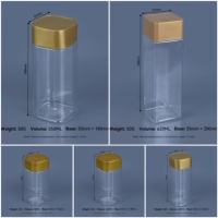 Conteneur Cylindrique Transparent en PET |   Pot en plastique avec couvercle doré |   Boîte de conservation alimentaire pour feuilles de thé, bonbons, poudres et aliments secs