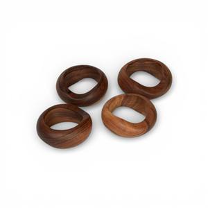 Ensemble d'anneaux de serviette en bois organique torsadé avec motif de grain sculpté pour une décoration de table artistique et luxueuse, unique - Product Image 1