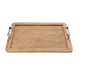 Custom Lightweight Rectangular Wooden Serving Tray with <b>Copper</b> and Iron Finish for Decorative Use in Kitchen - Product Image 6