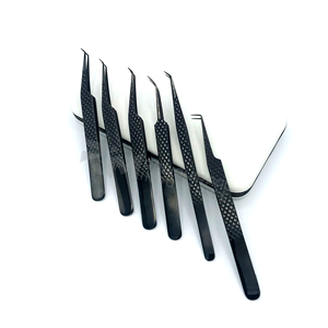 RMI, venta al por mayor, punta de fibra negra, volumen de pestañas, pinzas de 45 grados para extensión de pestañas postizas, embalaje de pinzas de pestañas con logotipo personalizado - Product Image 3