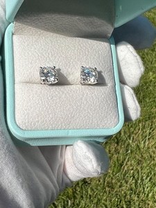 Boucles d'oreilles clous Art Déco en zircon de laboratoire 1CT, taille brillant, G VVS2, argent sterling, bijoux fins classiques étincelants pour mariage - Product Image 2