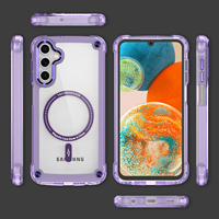 Funda Trasera Magnética Semitransparente a Prueba de Golpes de TPU+Acrílico con Botones Electrochapados en Color Puro para Teléfonos Celulares A15, Diseño Popular