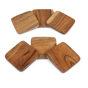 Posavasos de madera de bambú de nogal negro cuadrado clásico, posavasos resistentes al calor de lujo, decoración hecha a mano, duradera para mesa de comedor y oficina - Product Image 5