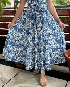 Vestido Largo Bohemio de Verano para Mujer, Elegante, Ecológico, 100% Algodón, Cintura Natural, Estampado Floral Hecho a Mano, Informal, para Fiesta - Product Image 3