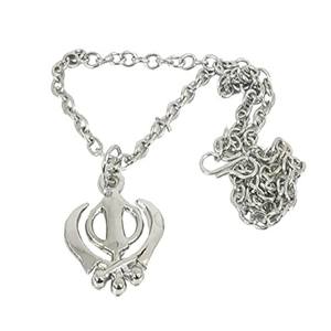 Medallón Unisex de Plata con Khanda Sikh y Cadena, Collar con Colgante del Sikhismo Punjabi, Joyería Religiosa de Tamaño Pequeño - Product Image 2