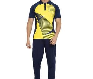 Conjunto Deportivo para Hombre, Camiseta Polo de Manga Corta Amarilla y Azul Marino con Pantalones a Juego, Ropa Deportiva de Secado Rápido para Entrenamiento Atlético - Product Image 1