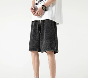 290Gsm 100% algodón lavado ácido pantalones cortos estilo Hip Hop ajuste holgado cintura media transpirable High Street Hot Running pantalones cortos masculinos - Product Image 6