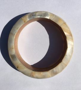 Mother of Pearl Mosaic and Wood Bangle Handcrafted Natural Shell Inlay <b>Bracelet</b> for <b>Womens</b> Boho, Ethnic, and Fashion Jewelry - Product Image 2