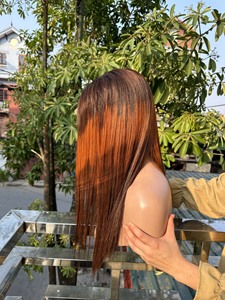 Pas cher Offre Spéciale perruque africaine femmes mode dégradé longs cheveux raides brun moyen or couleur mélangée perruque de fibres chimiques - Product Image 3