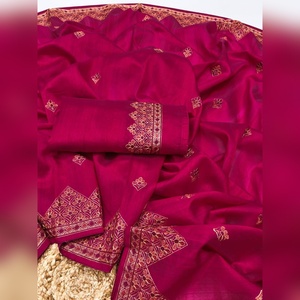 Sari Tussar Puro Premium con Bordado Multihilo, Listo para Usar con Blusa, para Bodas y Fiestas Indias, 120 - Product Image 3