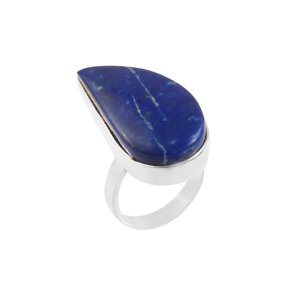 Bague de réglage de lunette en argent sterling pour femme Cabochon en lapis-lazuli naturel Rhodium Personnalisable Fête de mariage classique - Product Image 5