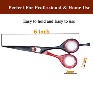 Kit de tijeras de adelgazamiento de peluquero de acero inoxidable, hermosos kits de peluquero de Color negro y rojo con reposapiés ajustable - Product Image 3