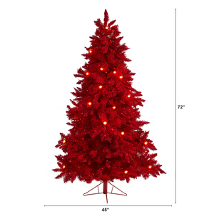 Nouveauté : <span class=keywords><strong>Sapin</strong></span> de Noël <span class=keywords><strong>artificiel</strong></span> pliable de 1,80 m pré-éclairé, <span class=keywords><strong>rouge</strong></span> floqué, avec lumières LED, installation facile, pour les fêtes - Product Image 2