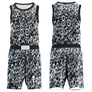 Ensemble de maillots et uniformes de basketball personnalisés pour adultes avec impression par transfert thermique, respirant, 100 % polyester, sans manches, nouveau design - Product Image 3
