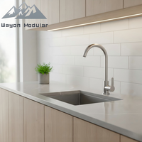 Grifo de Cocina Moderno Wayon, Color Gris Metálico, de Arco Alto, Monomando, con Dispensador de Jabón