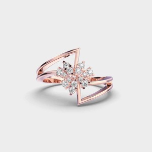1.0 Carat Lab Grown Moissanite <b>Engagement</b> <b>Ring</b> Elegant Royal Style Original Floral Design with <b>Unique</b> Double Row Band Crafted in - Product Image 6